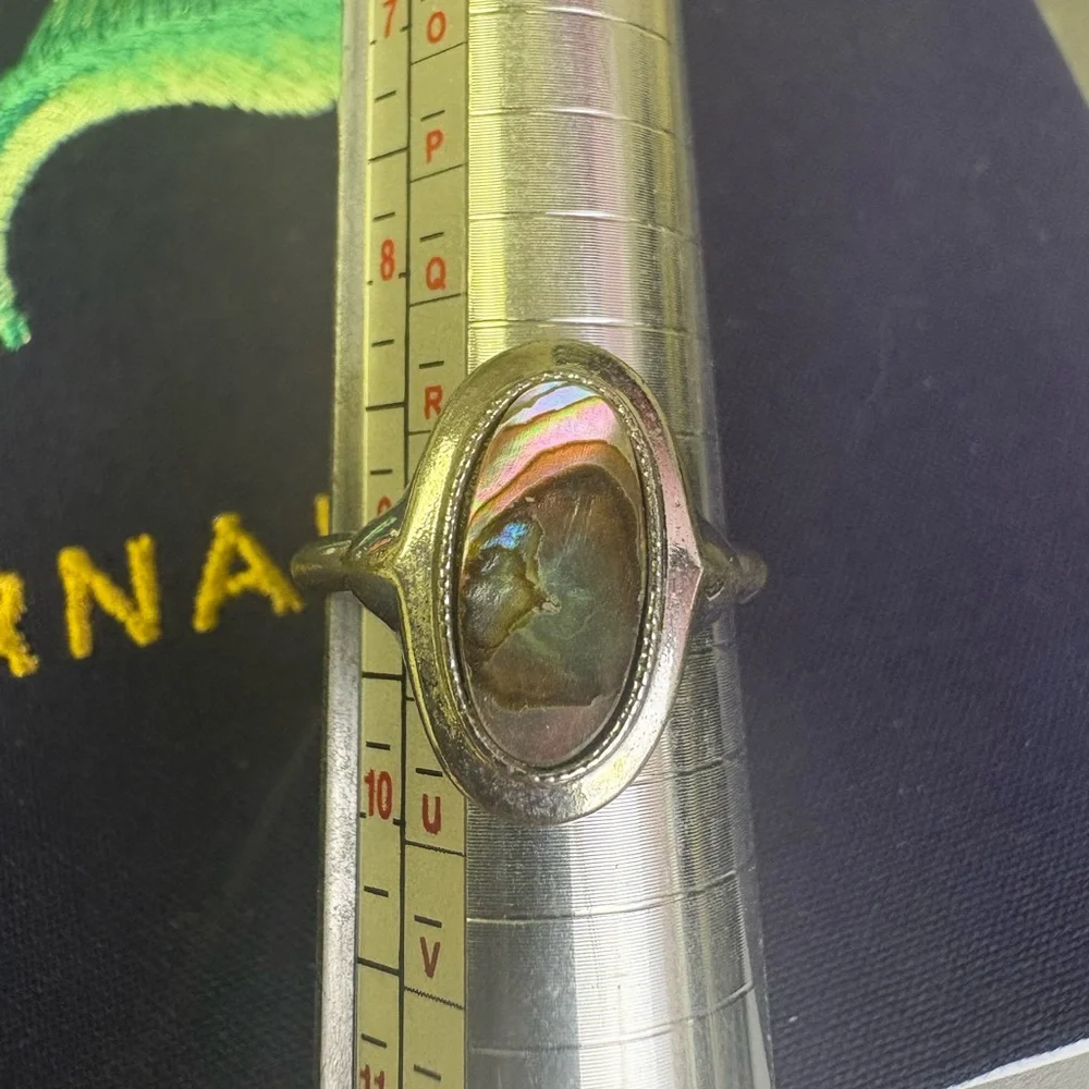 Vintage Rare AVON Abalone Shell Silver Tone Ring 5g Size 9